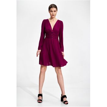 Rochie eleganta  M861 - violet - maneci lungi - poliester