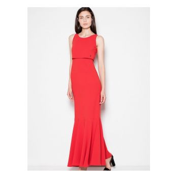 Rochie lunga -  rosie - viscoza/poliester