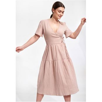 Rochie midi -  bumbac - bej