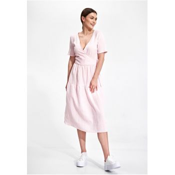 Rochie Midi -  Bumbac - Roz -