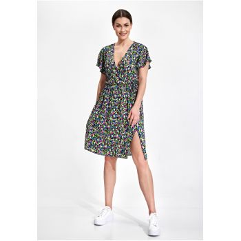 Rochie midi  imprimeu floral - multicolor - viscoza 100%
