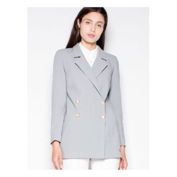 Sacou dama  elegant - cu nasturi decorativi - gri - poliester