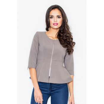 Sacou dama  M132 - gri - poliester si viscoza - fermoar -