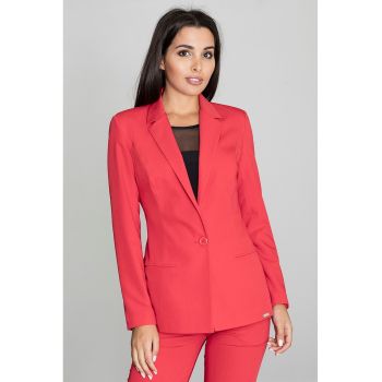 Sacou dama  rosu - poliester - inchidere cu un nasture -