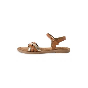 Sandale de piele cu barete contrastante