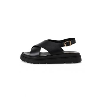 Sandale slingback de piele cu par scurt si aspect de piele de leopard