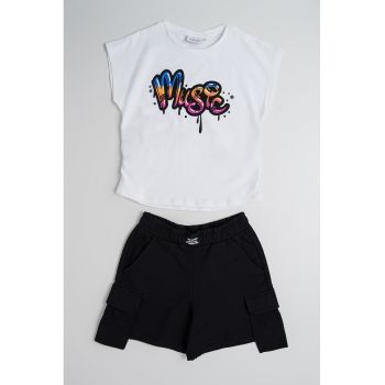 Set de tricou si pantaloni scurti cu buzunare multiple - 2 piese