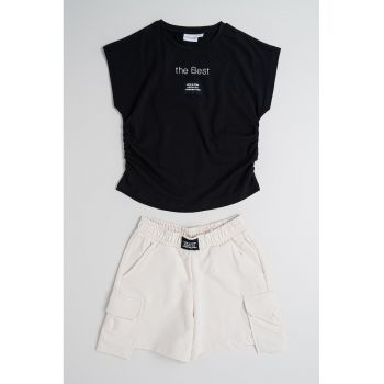Set de tricou si pantaloni scurti cu imprimeu - 2 piese
