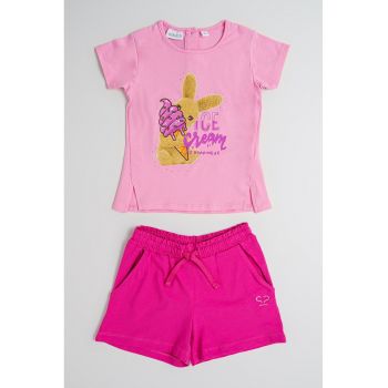 Set de tricou si pantaloni scurti din amestec de bumbac - 2 piese