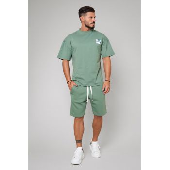 Set LeClub tricou oversized si pantalon scurt Dark Olive 10522