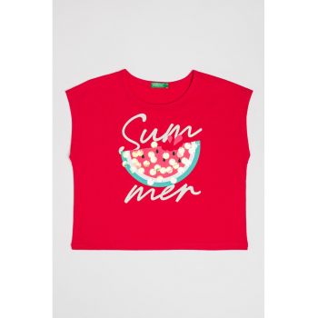 Top de bumbac cu paiete