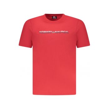 Tricou barbati cu imprimeu cu logo si decolteu la baza gatului