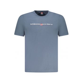 Tricou barbati cu imprimeu cu logo si decolteu la baza gatului
