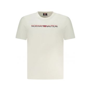 Tricou barbati cu imprimeu cu logo si decolteu la baza gatului