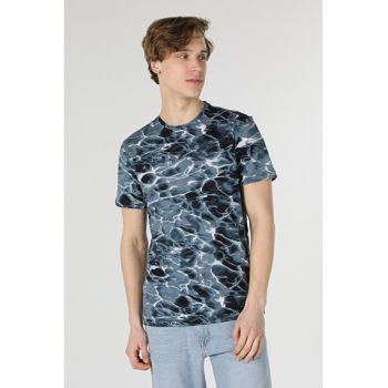 Tricou Cu Maneca Scurta De Barbati Albastru Regular Fit 321320