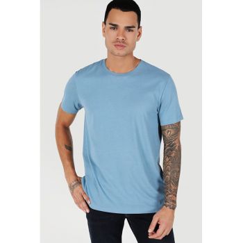 Tricou Cu Maneca Scurta De Barbati Albastru Regular Fit 46845