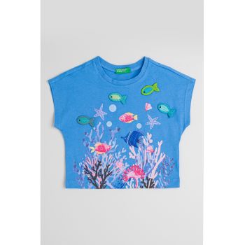 Tricou de bumbac cu detalii crosetate