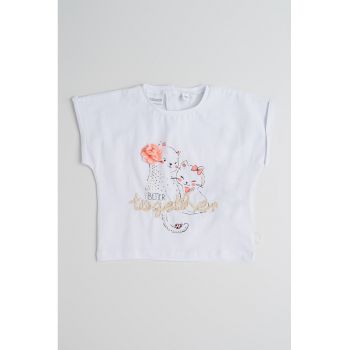 Tricou din amestec de bumbac cu model cu pisici