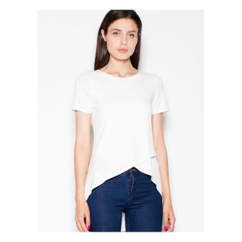 Bluza dama  asimetrica - fata pliata - spate mai lung - bej - viscoza -