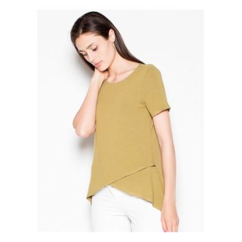 Bluza dama  asimetrica - fata pliata - verde - viscoza