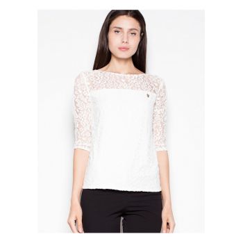Bluza dama -  bej - maneci 3/4 - top transparent cu puncte - poliester