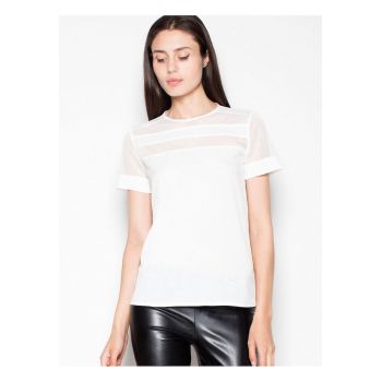 Bluza dama  bej - maneci scurte - decolteu semicircular - material de calitate