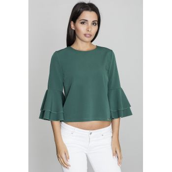 Bluza dama -  Cu volane - Poliester/Viscoza - Verde