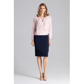 Bluza dama eleganta -  Maneca lunga - Poliester/Elastan - Roz