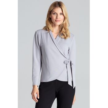 Bluza dama -  Inchidere laterala - Poliester/Elastan - Gri -