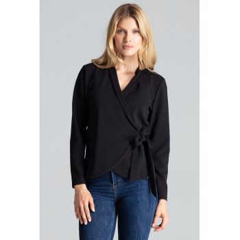Bluza dama -  Inchidere laterala - Poliester/Elastan - Negru -