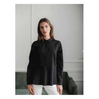 Bluza dama -  neagra - maneci lungi - semi fermoar - poliester