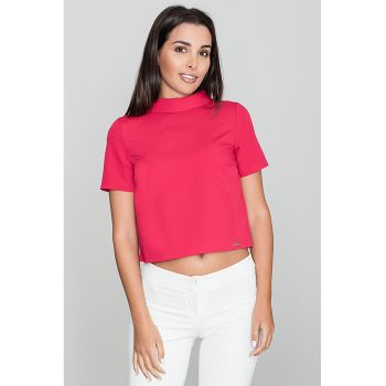 Bluza dama -  Pe gat - Cu maneca scurta - Poliester/Viscoza - Rosu