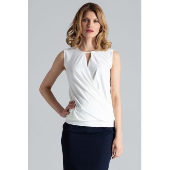 Bluza dama -  Poliester/Elastan - Fara maneci - Eleganta - Ecru