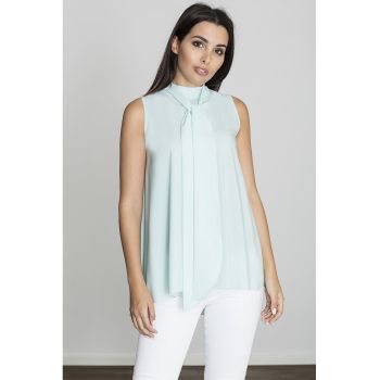 Bluza dama -  Poliester/Elastan - Guler tip cravata - Verde menta