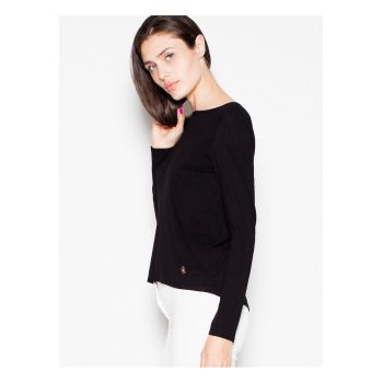 Bluza dama -  scurta - cu maneci lungi - decupaj spate - neagra - viscoza
