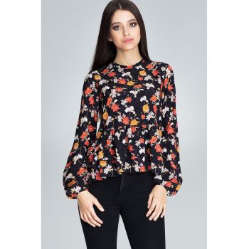 Bluza pentru femei -  Poliester/Elastan - Cu volane - Multicolor -