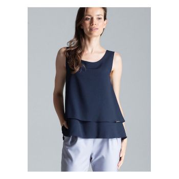 Maiou  cu decolteu semi-rotund - elastan/poliester/viscoza - bleumarin -
