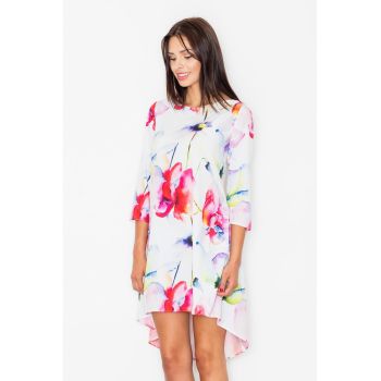 Rochie asimetrica -  florala - multicolor - poliester -