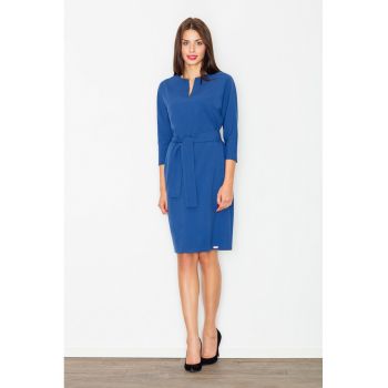 Rochie  bleumarin - curea - decolteu in V - poliester