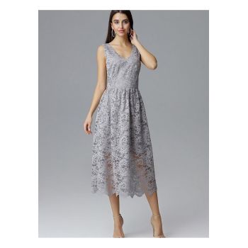 Rochie de seara -  gri - din material elegant -