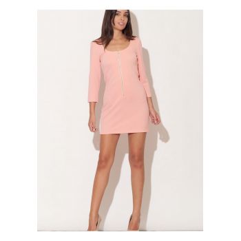 Rochie de seara -  mini - maneci 3/4 - roz - elastan 4% - poliester 96%
