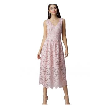 Rochie de seara -  roz - eleganta - din material de calitate - poliester
