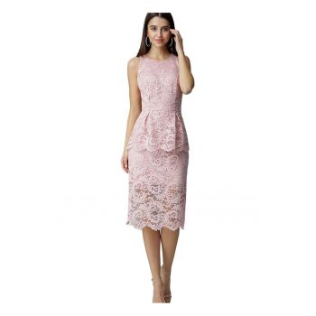 Rochie de seara -  roz - eleganta - din material de calitate  - poliester