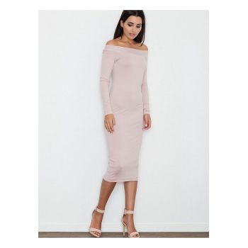 Rochie de seara -  roz - eleganta - din material de calitate - viscoza