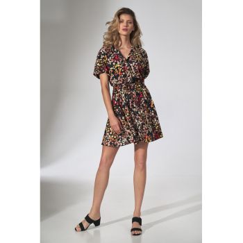 Rochie de vara -  M739 - florala - maneca scurta - poliester - multicolor