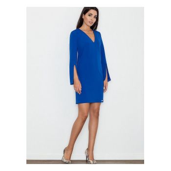 Rochie de zi  casual - albastru poliester viscoza