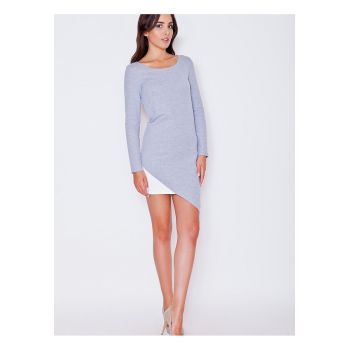 Rochie de zi  gri - casual - bumbac-elastan