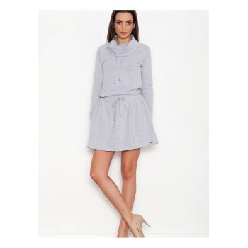 Rochie de zi  gri - casual - cu guler
