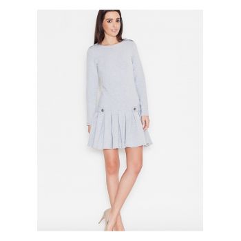 Rochie de zi  gri - casual - cu maneca lunga