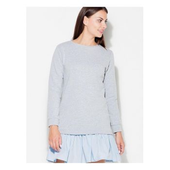 Rochie de zi  gri - casual - cu volane